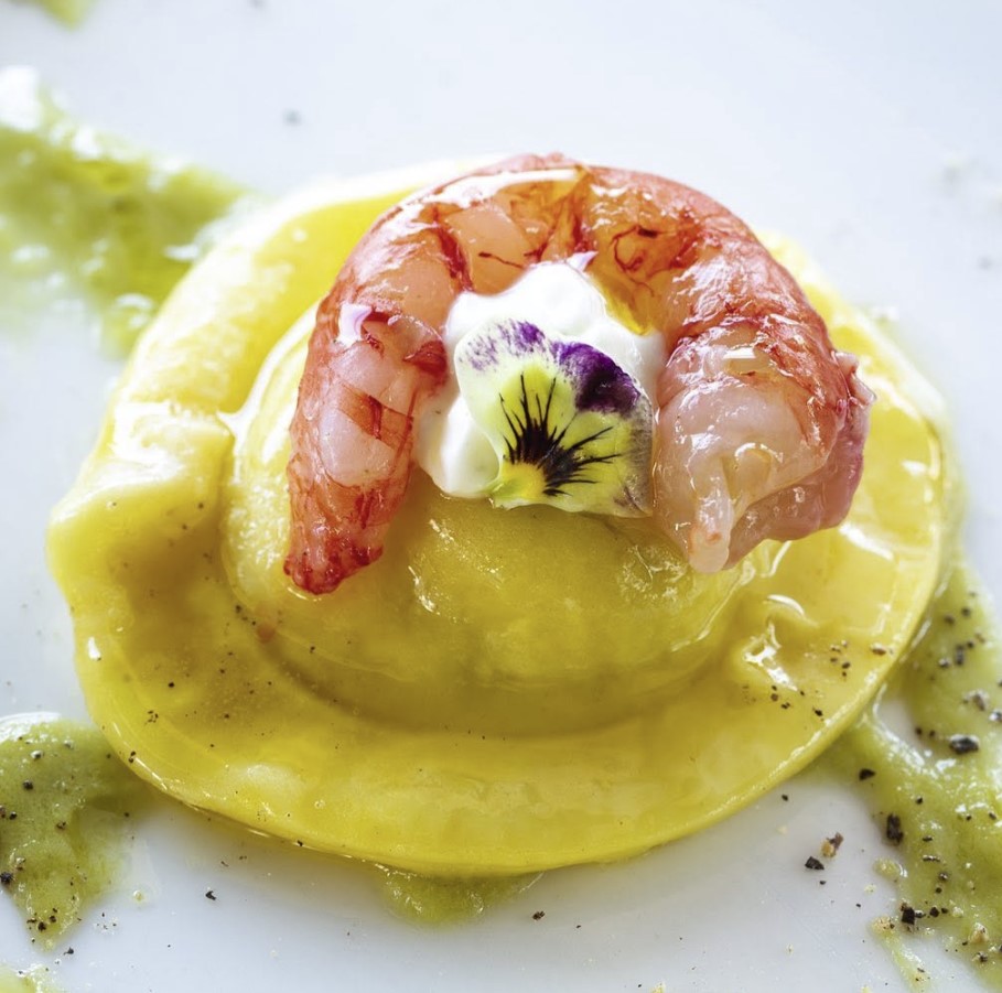 Raviolo con gambero